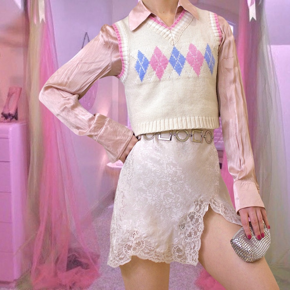 Vintage 90s Cropped Sweater Vest